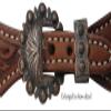 Showman Ladies Size Argentina Cow Leather Floral Tooled Spur Straps w/Copper Conchos view 3
