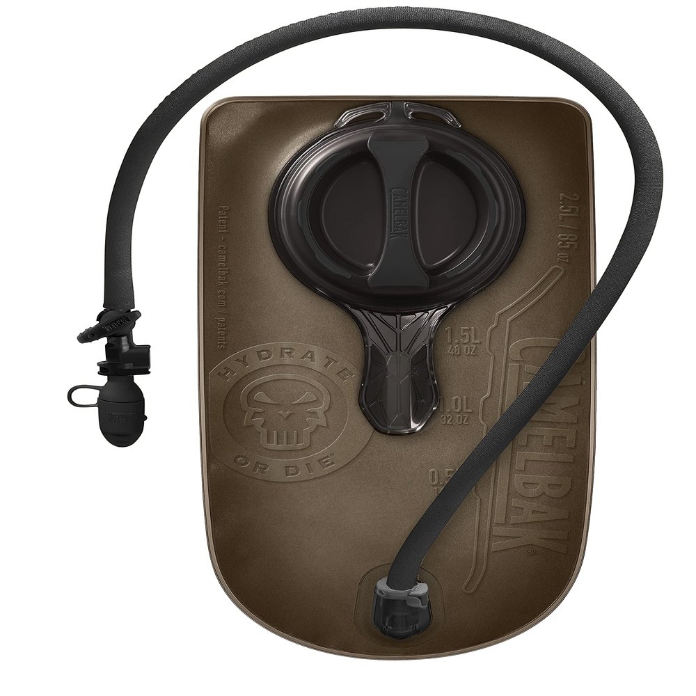 CamelBak Mil Spec Crux 85oz/2.5L Reservoir with Black Tube Cover - Tactical Hydration Bladder - Faster Water Flow Rate - Leak-Proof Water Bladder - Ergonomic Shape - Big Bite Valve - BPA-Free, Black