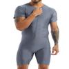 YONGHS Men's Spandex Dance Gym Workout Boxer Briefs Leotard Bodysuit Biketard Unitard Gray XX-Large view 2