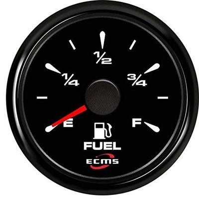 Marine Boat Yacht Automotive Fuel Level Gauge E-F 9-32V 52mm 2 Inch 316L Black Bezel Black Dial 802-00005