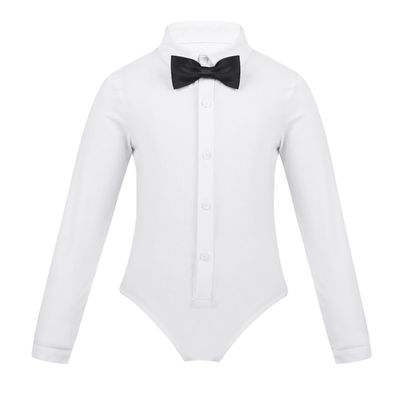 Agoky Kids Boys Salsa Latin Dance Leotard Ballroom Salsa Tango Modern Dance Performance Costume Athletic Shirt Outfit White 6 Years