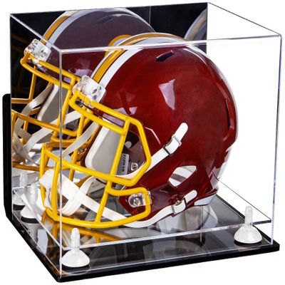 Better Display Cases Acrylic Football Helmet Display Case with Mirror, Wall Mount, White Risers and Clear Base (A002-WR)