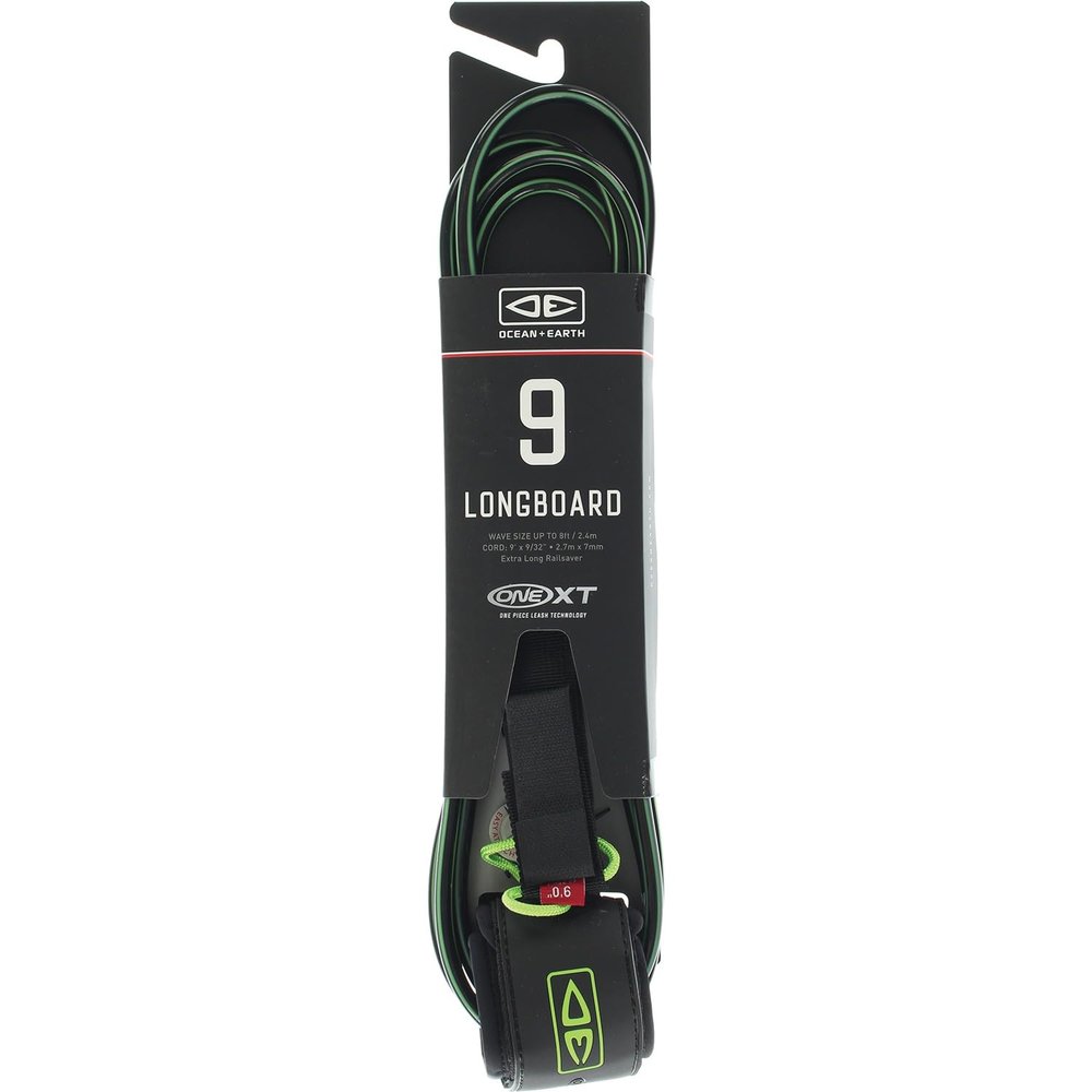 Ocean & Earth One XT Longboard Premium Lime Longboard Leash - 9'