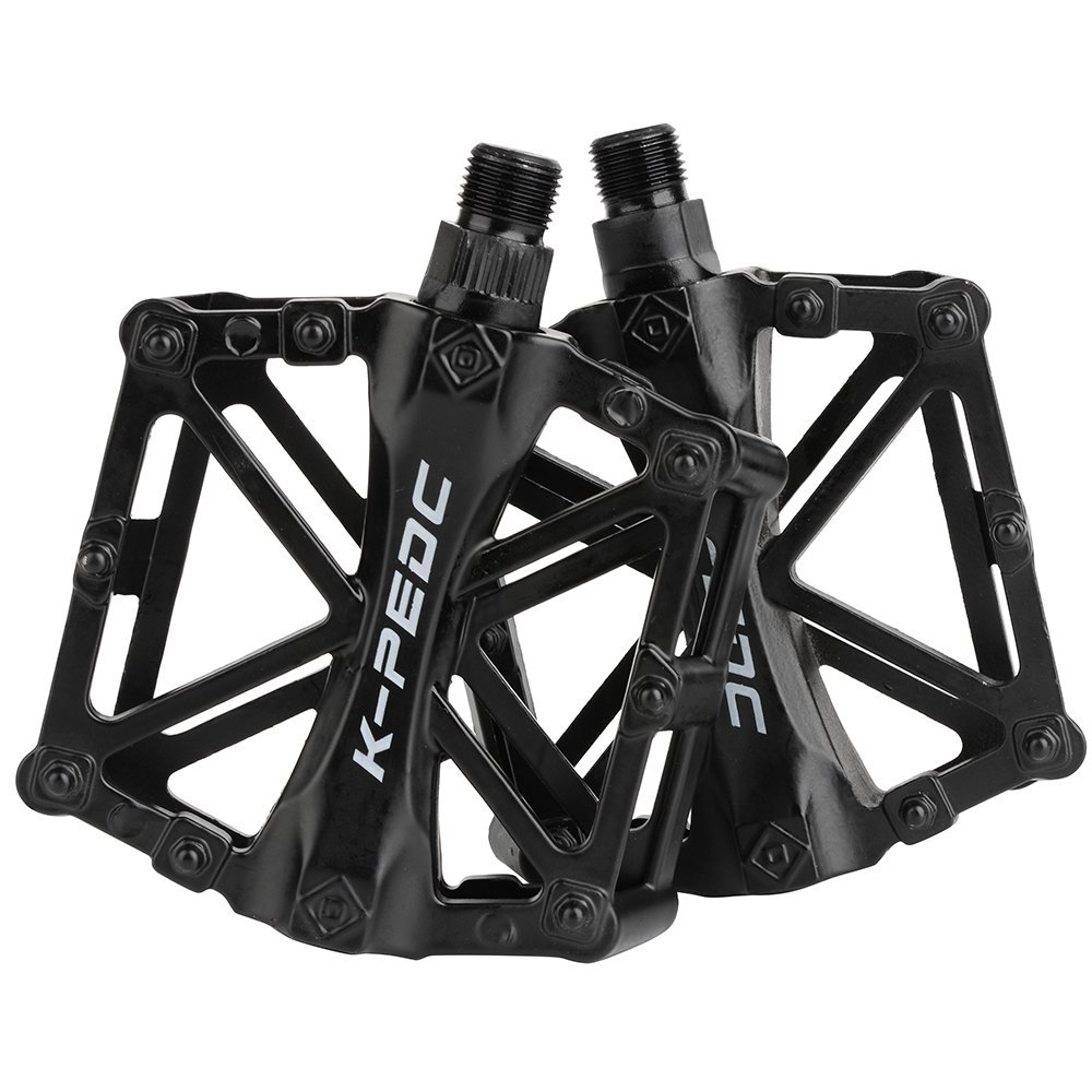 boruizhen Aluminium CNC Bike Platform Pedals Lightweight Road Cycling Bicycle Pedals for MTB BMX (Black)