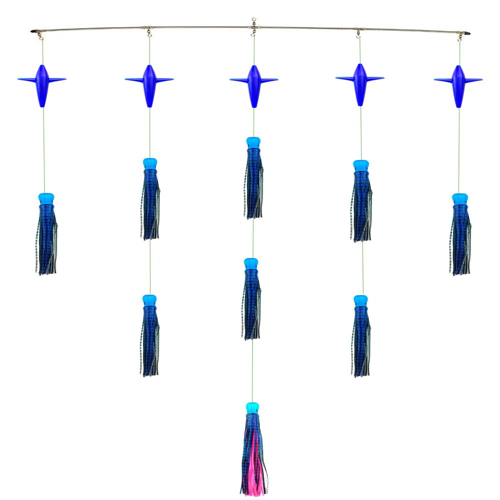 Lobo Lures 36" Skipjack Hybrid UV 8" Blue Mackerel Baits Splash Bar Bigeye Tuna Fishing Spreader Bar Made in USA (5 Bird)