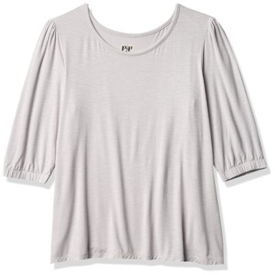 Rosie Pope Women's Maternity Pip N Vine 3 Quarter Sleeve Tee, Light Grey, XL