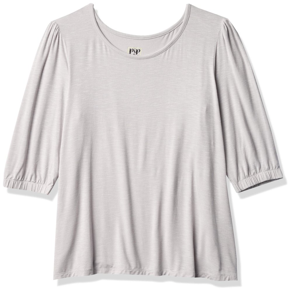 Rosie Pope Women's Maternity Pip N Vine 3 Quarter Sleeve Tee, Light Grey, XL