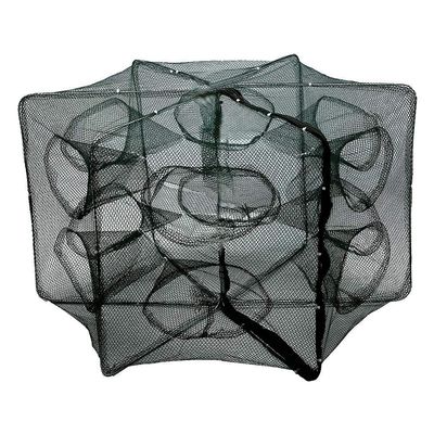 GOTOTOP Foldable Fishing Net, Portable Fish Shrimp Minnow Crayfish Crab Baits Cast Mesh Trap Automatic, Hexagon Fishing Net Cage Crab Fish Minnow Crawdad Shrimp(12 Holes)