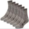 FUN TOES Merino Wool Ankle Socks 6 Pairs Arch Support and Cushioning Heel to Toe Reinforcement Ideal for Hiking (Brown, Women 9-11) view 1