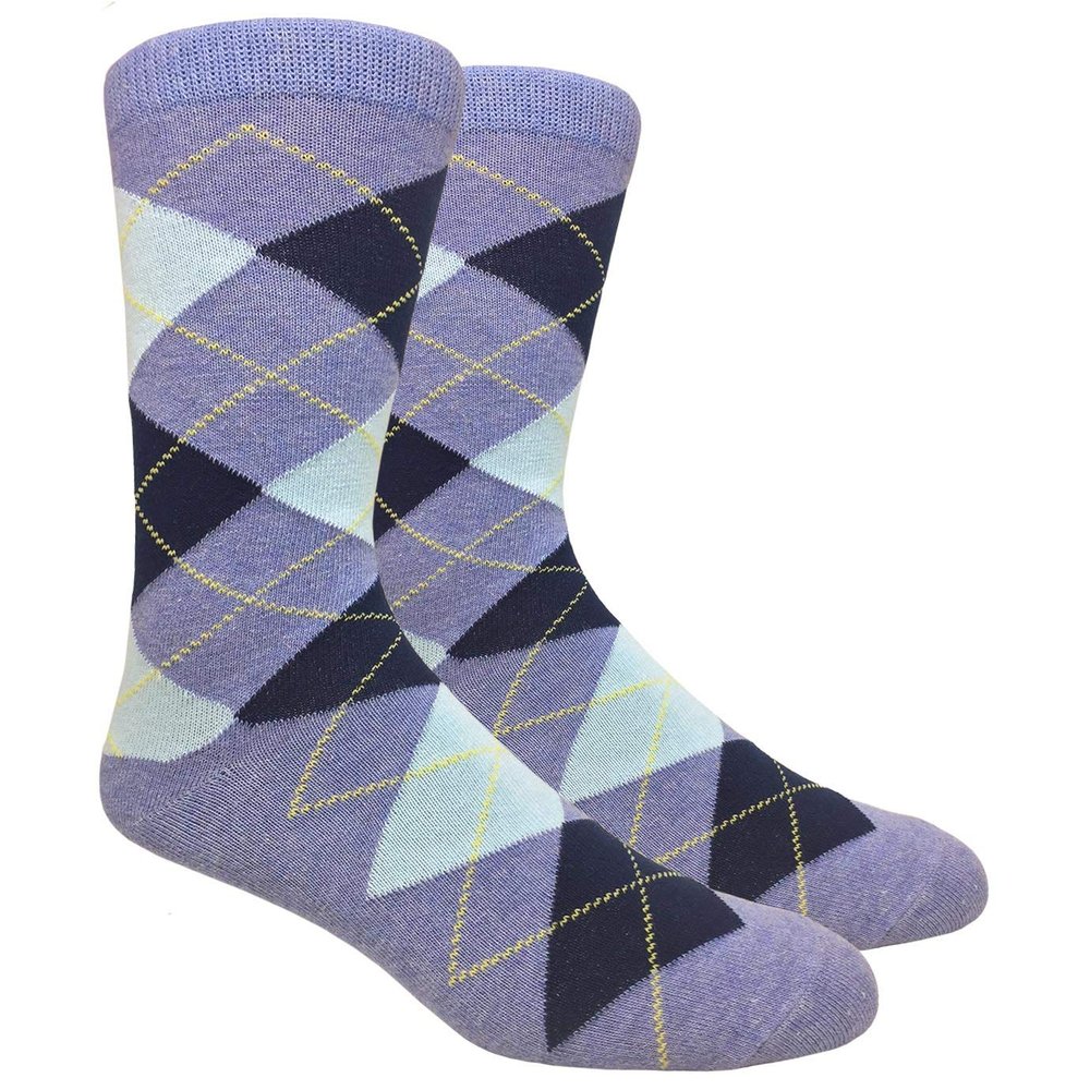 Men's FineFit Arygle Dress Trouser Socks Assorted Colors - You Choose! (Heather Blue)