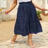 Womens Skirts Elastic High Waisted Long Pleated Boho Fall Midi Skirt Swing Casual Floral Skirts with Pockets Dark Blue,L view 3
