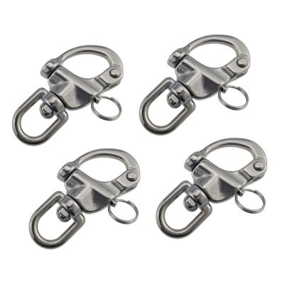 keehui 3.5inSwivel Eye Snap Shackle Quick Release Bail Rigging Sailing Boat 316 Stainless Steel for Sailboat Spinnaker Halyard(4pcs)