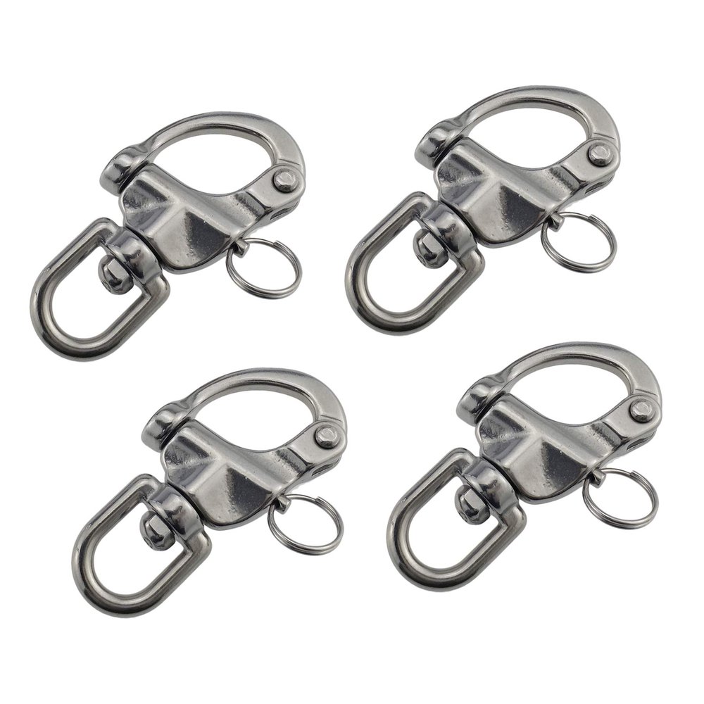 keehui 3.5inSwivel Eye Snap Shackle Quick Release Bail Rigging Sailing Boat 316 Stainless Steel for Sailboat Spinnaker Halyard(4pcs)
