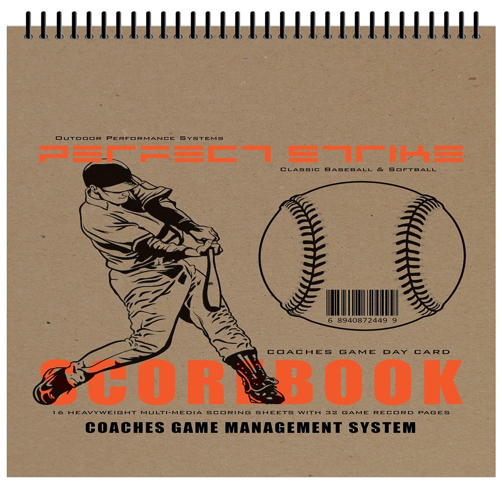 Perfect Strike Coaches Simple SCOREBOOK and Game Management for Baseball or Softball. Game Day Card Format with Player Line-up, Game Scoring and Graphic Player Position Board. 8.5" x 11". (5)