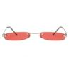 Armear Fashion Rimless Narrow Small Rectangle Sunglasses Clear Colored Lens Red Tinted