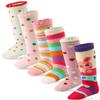 Cottock Toddler Girl Knee High Grip Socks - 6 Pairs, Anti Slip School Socks for Kids Girl (5-7 Years) view 1