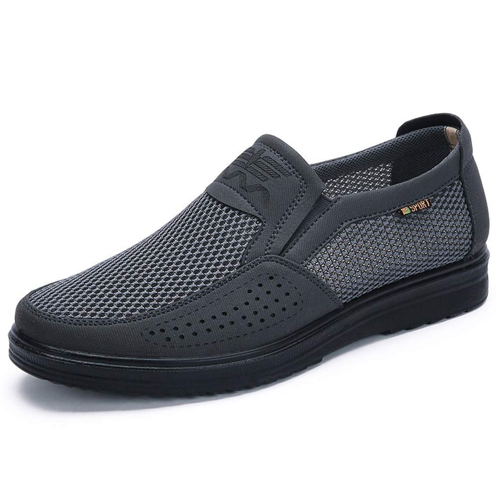 Men Breathable Mesh Walking Loafers Summer Casual Lightweight Slip-on Sneakers Outdoor Driving Travel Stylish Shoes 7.5 M US Grey,9.84" Heel to Toe