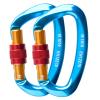Azarxis Rock Climbing Carabiner Clips, 25 kN Aluminium D Ring Heavy Duty Lightweight Caribeaners for Hammock Camping Hiking Outdoor Gym Dog Leash Backpack Harness (25kN - Screwgate - Blue - 2 PCS) view 1