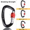 Azarxis Rock Climbing Carabiner Clips, 25 kN Aluminium D Ring Heavy Duty Lightweight Caribeaners for Hammock Camping Hiking Outdoor Gym Dog Leash Backpack Harness (25kN - Screwgate - Blue - 2 PCS) view 4