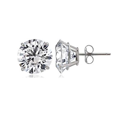 14k Gold Cz Push Back Basket Setting Stud Earrings (White, 5)