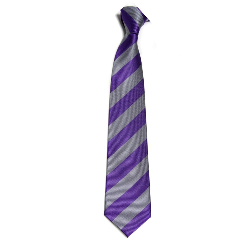7.5CM Unisex Narrow Ties Microfiber Striped Pattern Necktie School Costume (A11 grey+purple)