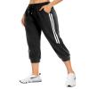 KaiDi Women's Sweatpants Capri Pants Comfy Loose Athletic Running Workout Pants Lounge Joggers Pants with Pockets (Black,L) view 1