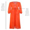 Pink Queen Women's Long Sleeve Flowy Maxi Bathing Suit Swimsuit Tie Front Robe Cover Up Yellow 2XL view 3