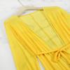 Pink Queen Women's Long Sleeve Flowy Maxi Bathing Suit Swimsuit Tie Front Robe Cover Up Yellow 2XL view 4