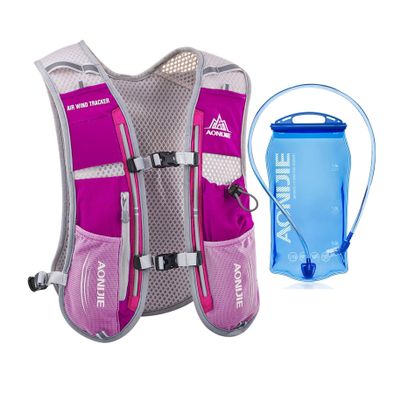 AONIJIE Hydration Vest Pack Backpack 5L Marathoner Running Race Hydration (Rose Red and 1.5L Water Bladder)