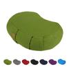FelizMax Crescent Zafu Meditation Pillow, 44x28x14cm, Zabuton Yoga Bolster, Meditation Cushion, Floor Pouf Yoga Pillow, Zippered Organic Cotton Cover, Natural Buckwheat, Large Kneeling Pillow-Green view 1