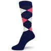 Spotlight Hosiery XL Extra Large Size Men's Groomsmen Gifts Wedding Argyle Dress Socks, Navy/Pink/White, 14-16 view 1
