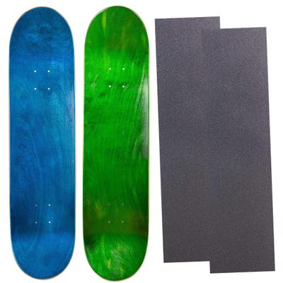 Cal 7 Blank Maple Skateboard Decks with Grip Tape| Two Pack (Blue, Green, 8.25 inch)