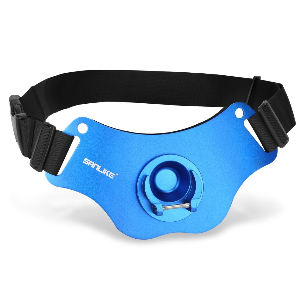 SAN LIKE Fishing Rod Holder - Adjustable Aluminum/Carbon Fiber Waist Fighting Belt - Stand-up Offshore Gimbal Padded Fishing Pole Belt (Blue)