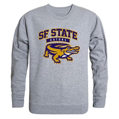 SFSU San Francisco State University Gators College Crewneck Tee T-Shirt - Heather Grey, Large