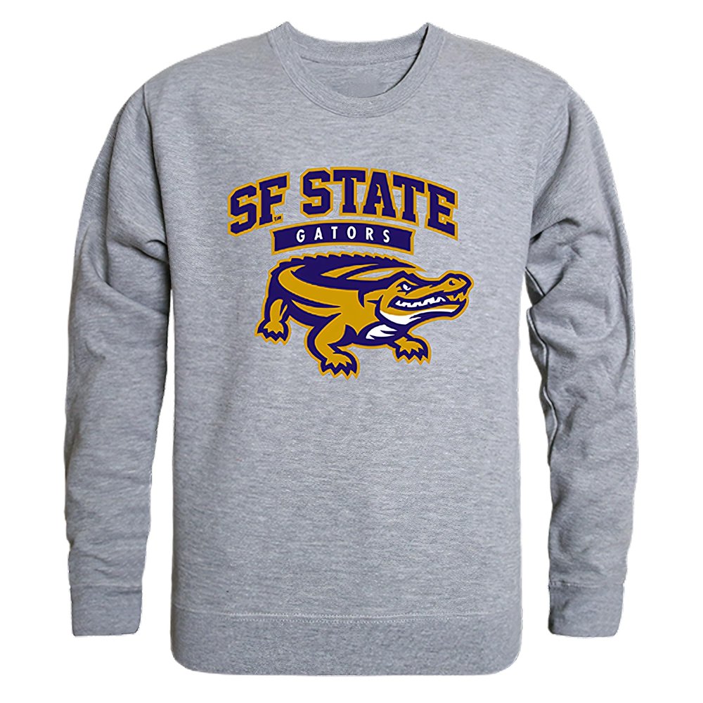 SFSU San Francisco State University Gators College Crewneck Tee T-Shirt - Heather Grey, Large