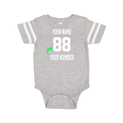 Just Customized Cute Infant Football Fine Personalized Jersey Baby Bodysuit with Contrasting Sleeve Stripes (Vintage Heather, NB)