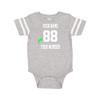 Just Customized Cute Infant Football Fine Personalized Jersey Baby Bodysuit with Contrasting Sleeve Stripes (Vintage Heather, NB) view 1