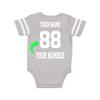 Just Customized Cute Infant Football Fine Personalized Jersey Baby Bodysuit with Contrasting Sleeve Stripes (Vintage Heather, NB) view 2