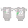 Just Customized Cute Infant Football Fine Personalized Jersey Baby Bodysuit with Contrasting Sleeve Stripes (Vintage Heather, NB) view 3