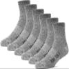 FUN TOES Merino Wool Ankle Socks 6 Pairs Arch Support and Cushioning Heel to Toe Reinforcement Ideal for Hiking (Grey, Men 10-13) view 1