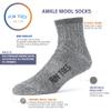 FUN TOES Merino Wool Ankle Socks 6 Pairs Arch Support and Cushioning Heel to Toe Reinforcement Ideal for Hiking (Grey, Men 10-13) view 3