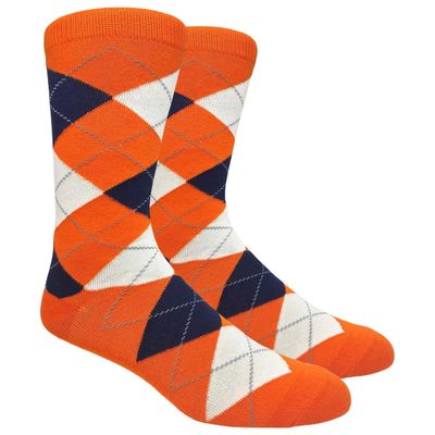 Men's FineFit Arygle Dress Trouser Socks Assorted Colors - You Choose! (Orange)