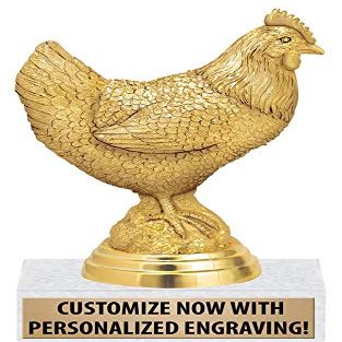 Crown Awards Chicken Trophies, 5.25" Gold Chicken Trophy with Custom Engraving 10 Pack Prime