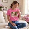 Custom T Shirts for Men Women Personalized Photo Text Logo Unisex Cotton Tee Design Your Own Front Back Print Adult Shirt Azalea view 4