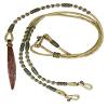 Showman Braided Natural Rawhide Romal Reins w/Tooled Leather Popper view 1