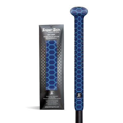 Sniper Skin Baseball Heat-Activated Bat Grip, Easy Install Tacked Non-Slip for Baseball & Softball Sports, Custom Fit Wrap That Lasts Up to 3 Times Longer - Blue Hex