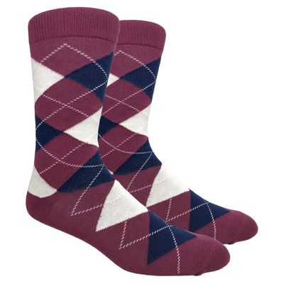 Men's FineFit Arygle Dress Trouser Socks Assorted Colors - You Choose! (Burgundy)