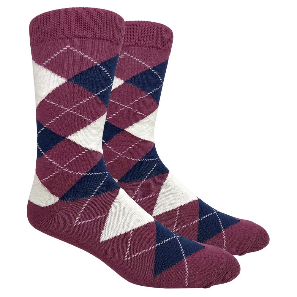 Men's FineFit Arygle Dress Trouser Socks Assorted Colors - You Choose! (Burgundy)