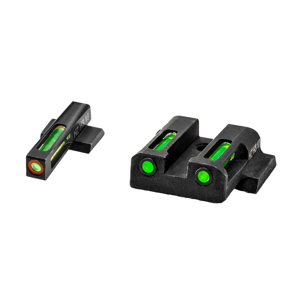 HIVIZ Litewave H3 Sight Tritium LitePipe Day/Night for Glock Models 42 & 43, Green/Orange litepipes w/Orange Front Ring