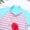 CHICTRY Baby and Toddler Girls' 2-Piece Long Sleeve Rashguard Swimsuit Set Striped Flower Tankini Lake Blue&Pink 18-24 Months view 3